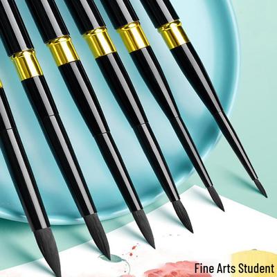 Fine Line Watercolor & Nail Art Brush Set No. 6 & 8 - Black Handle