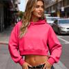 Damen Cropped Oversized Hoodie Lässiger Lockerer Pullover Sweatshirt