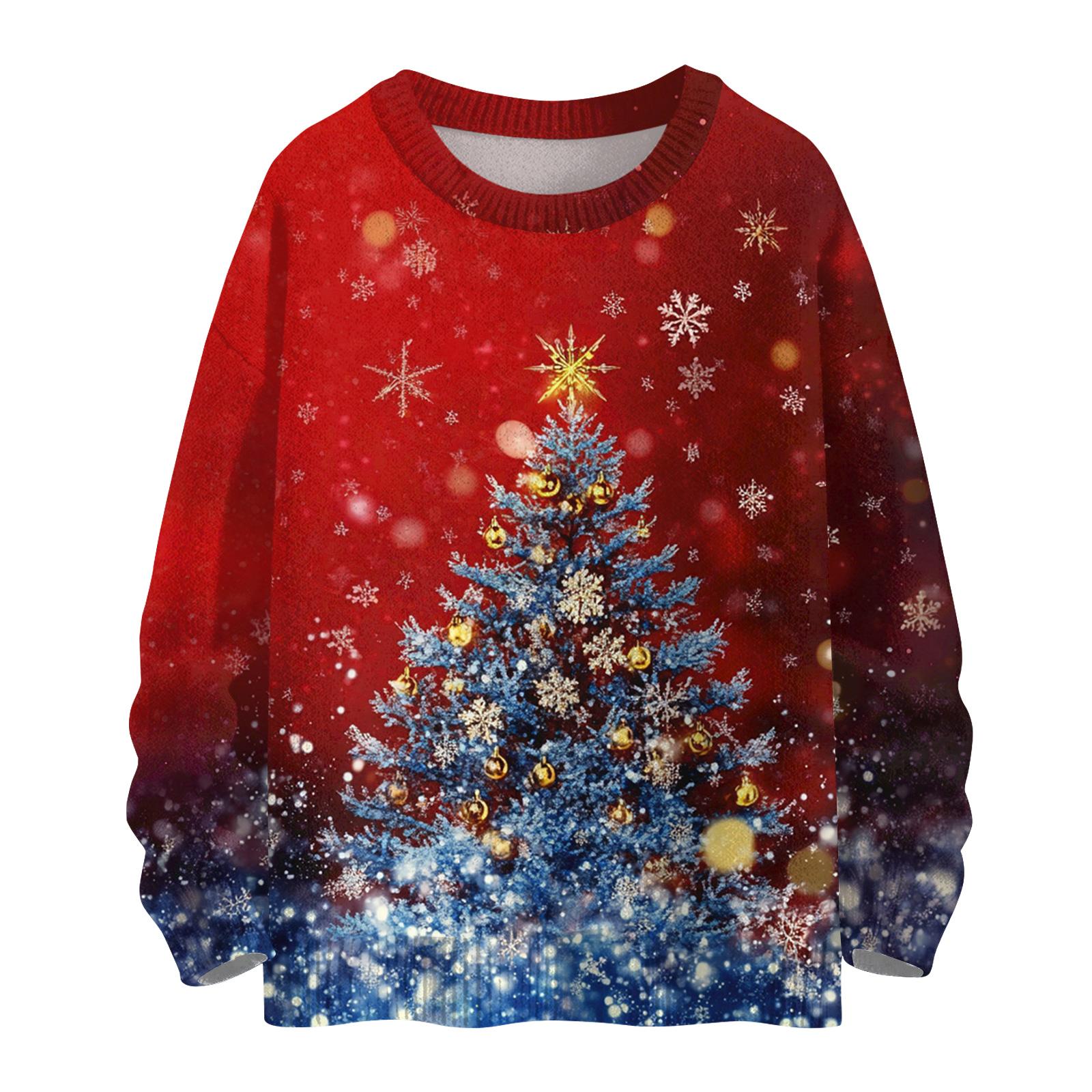 

Женский повседневный шерстяной рождественский свитшот с длинным рукавом, осенний отпускной пуловер с длинным рукавом XXL