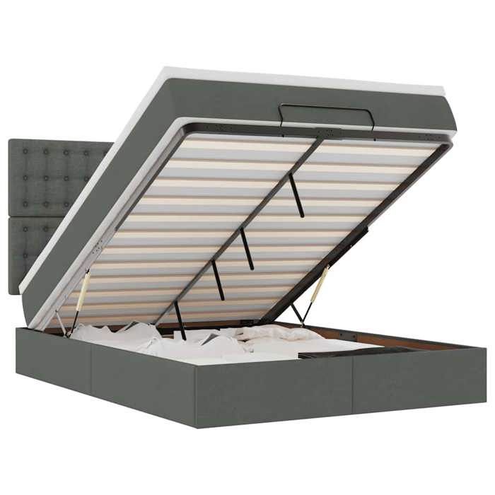 VidaXL Cadre de lit ottoman avec matelas gris foncé 140x190 cm tissu 3314170