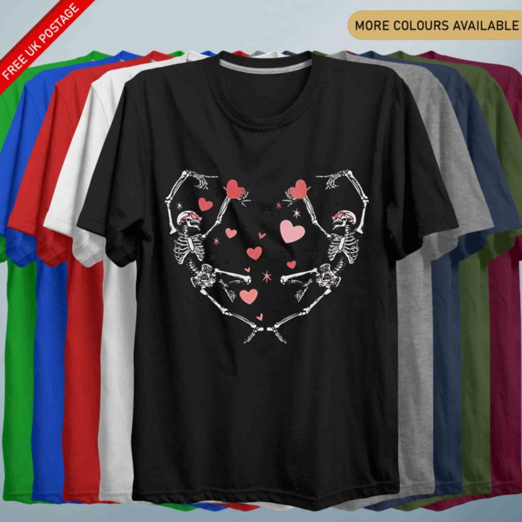 Dancing Skeleton T Shirt Heart Dance Loving Funny T Shirt Couples Shirt Gift