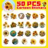 50 Sunflower Sunflower Stickers Children'S Stationery Box Decoration Pastoral Style Creative Beautification Sunflower Stickers