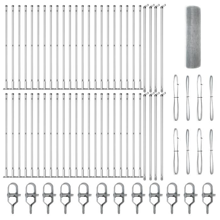 VidaXL Clôture en Fil Soudé avec 13 Poteaux à Flange 1x100 m Acier Galvanisé 3352383