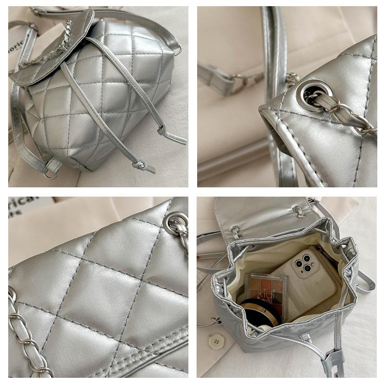 Fashion Rhombus Design Small Women's Backpack High-End Sense Small Design Chain Bag Small Ladies Backpack CLE