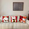 Maneki Neko Rich Luck Money Cat Cushion For Bedroom Car Coffee Shop Room Soft and Living Room Sofa Decorative Pillow Cover Case