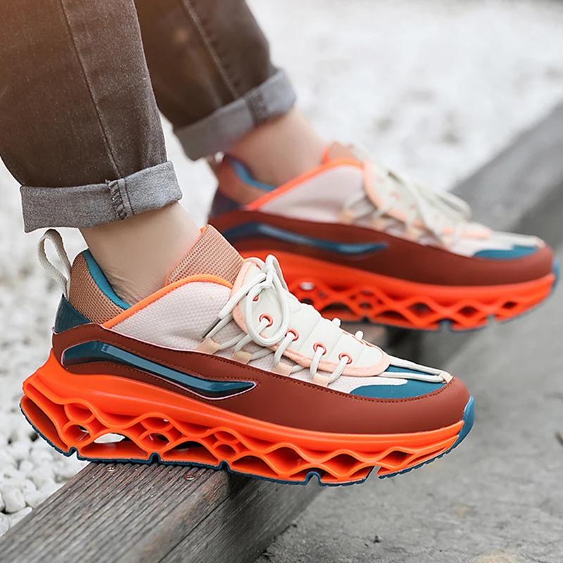 High Quality Men Women Running Shoes With Thick Soles Cushioned Mesh Lace Up Breathable Casual Shoes Luxurious Simple Sneakers