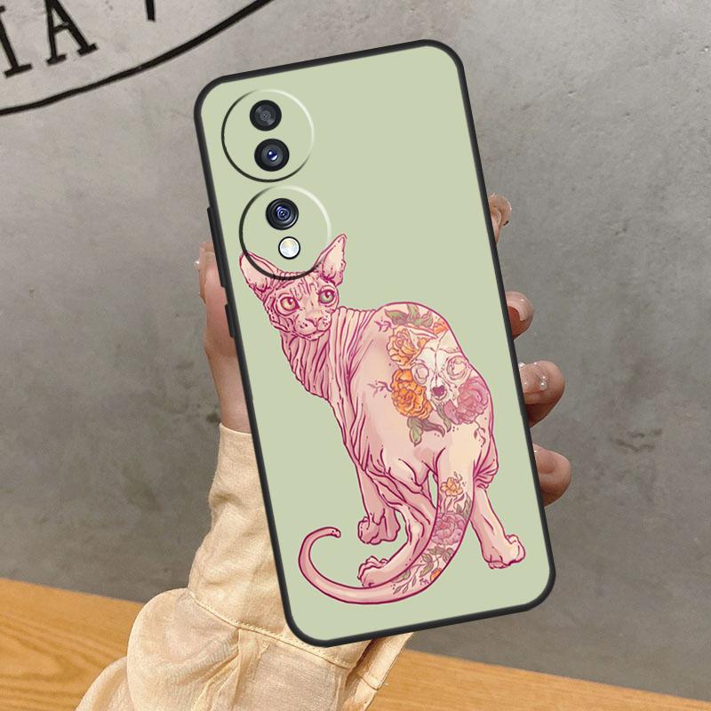 Sphinx Cat Printing Drawing Case For Honor Magic 5 6 7 Pro Cover For Honor 400 200 50 70 90 Lite X9 X8a X8b X9a X9b X9c