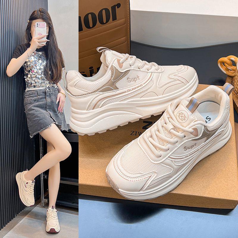 Little White Shoes Women's 2025 New Summer Mesh Shoes Breathable Moral Training Shoes Thin Soft Soles Not Tired Feet Casual Sports Shoes