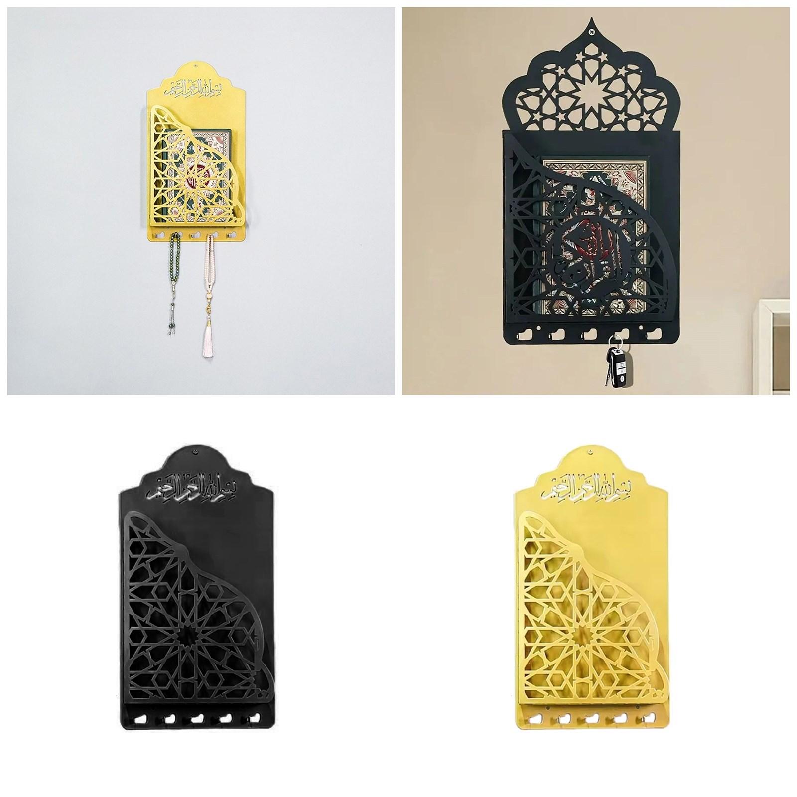 Арабский Фестиваль Коран Настенная Полка Держатель для Книг с Крючками для Ключей для Исламского Дома и Мечети Настенное Украшение B 2665₽