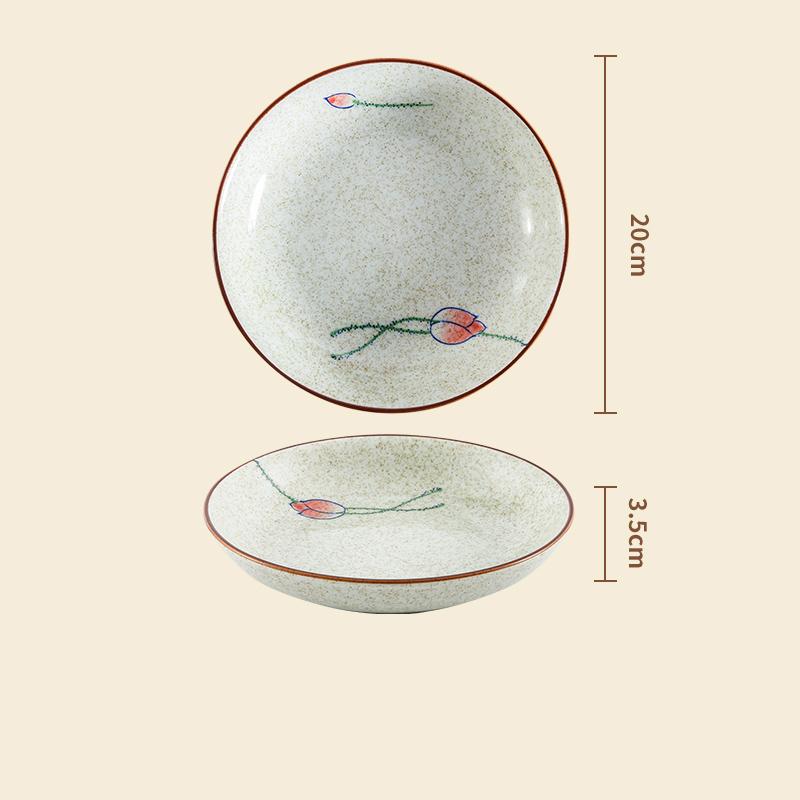 Modern stílusú kézzel festett kerámia tányér kreatív kör alakú gyümölcssalátás tányérok otthoni délutáni teázáshoz desszertes tányér retro étkészlet