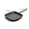 Wutuo 22cm Cast Iron Steak Grill Pan with Wooden Handle
