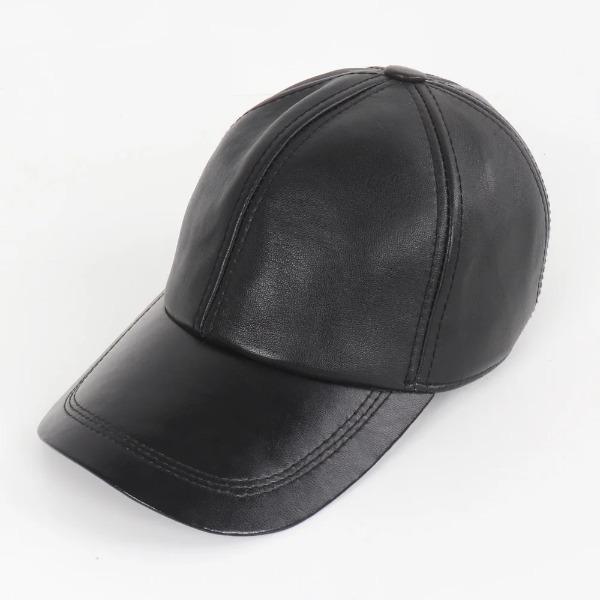 Men Real Sheepskin Leather Caps Male Casual Real Natural Sheep Skin Leather Baseball Hats New Fashion Fall Winter Leather Hat