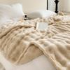 Luxurious Heavyweight Rabbit Fur Plush Blanket - Coral Fleece for Bed, Sofa, or Nap; Perfect for Winter.