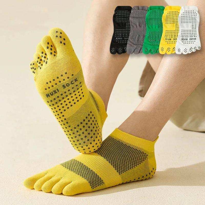 Yoga Pilates Five Finger Socks Ankle Men Non Slip Mesh Solid Simple Athletic Sport Boat Toe Socks