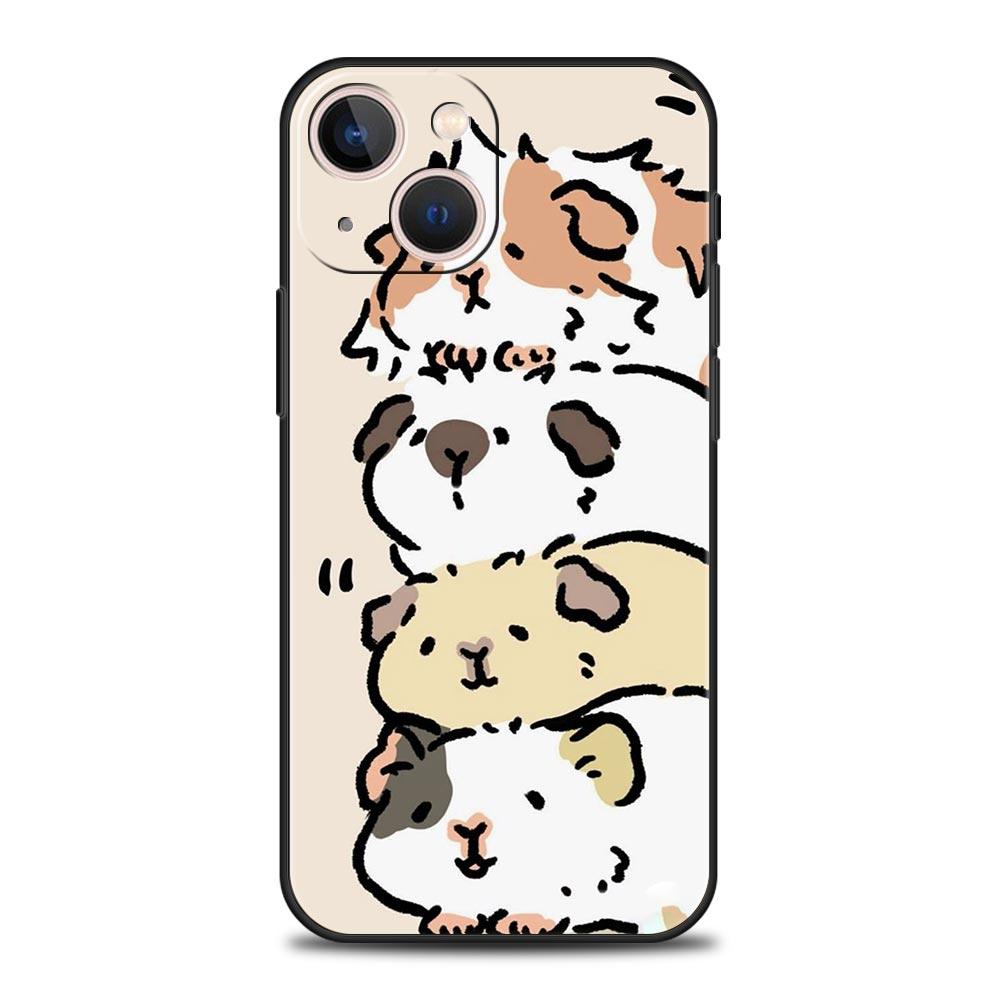 Capa de Celular Fofa de Porquinho da Índia Cavy Para iPhone 16e 15 14 13 12 11 Pro Max XS X XR SE 7 8 Plus Capa iPhone 16 Capa Macia de TPU