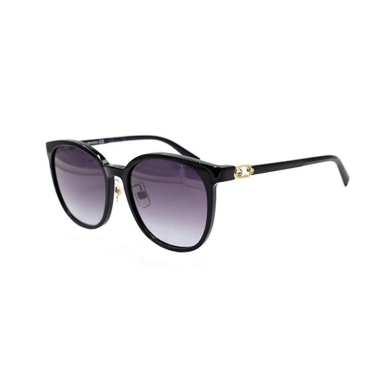 Swarovski Elegant Socialite Series Beautiful Minimalist Oval Sunglasses Women sunglasses SK0316-D-01B 56,Black