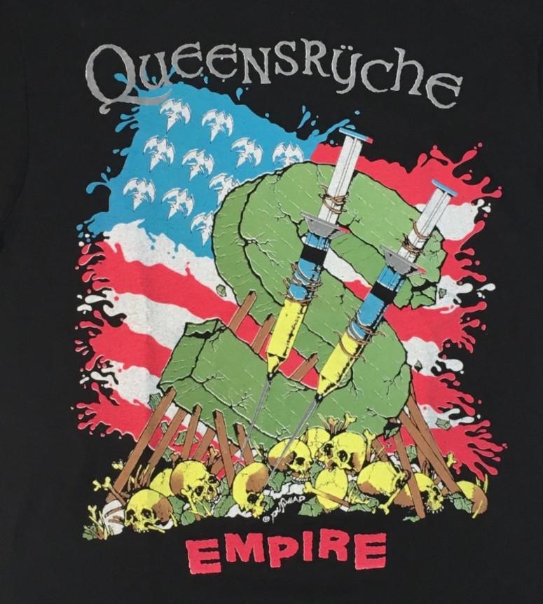 Винтажная футболка Queensrÿche Empire Подарок Семье Хлопок Черный Полный Размер Унисекс Футболка TR284 Унисекс Футболка L