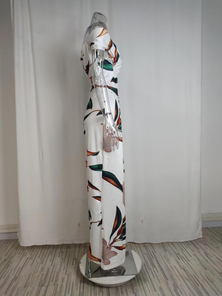 Chic One-Shoulder Printed High-Waisted Women's Jumpsuit