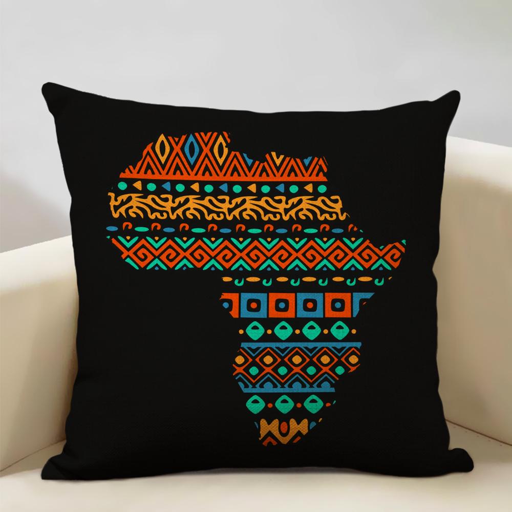 Map of Africa Geometrics Sofa Decorative Pillow Case African Pattern Cushion Cover LinenThrow Pillowcase