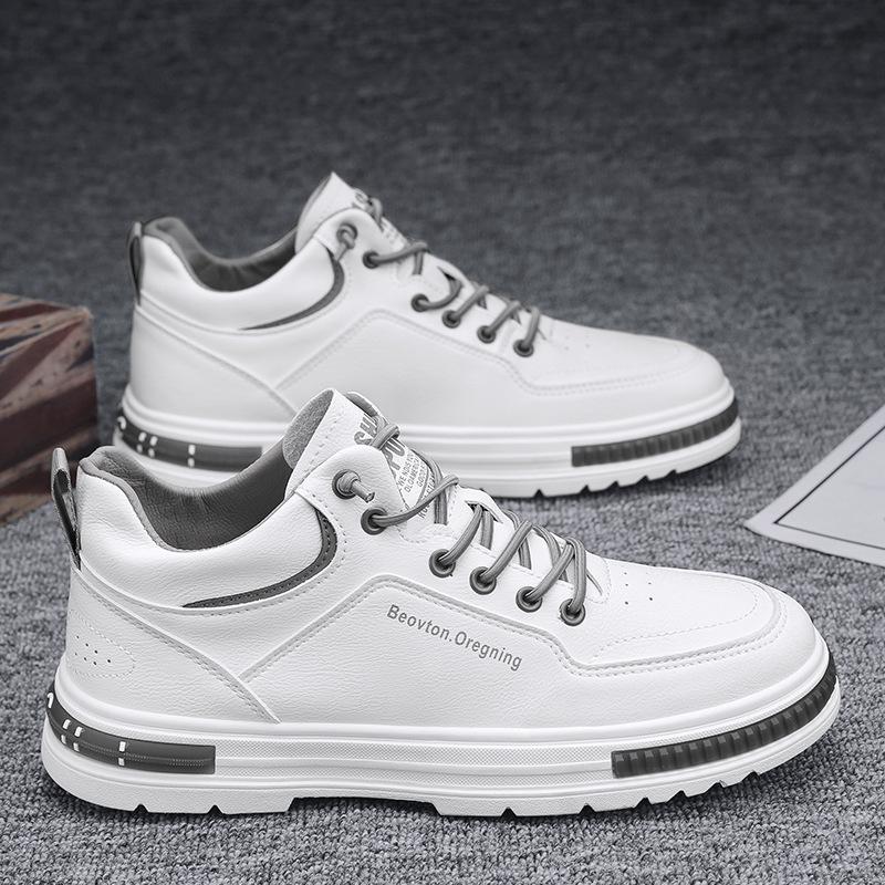 British shoes autumn and winter leather surface breathable locomotive leather boots tide high top casual board shoes