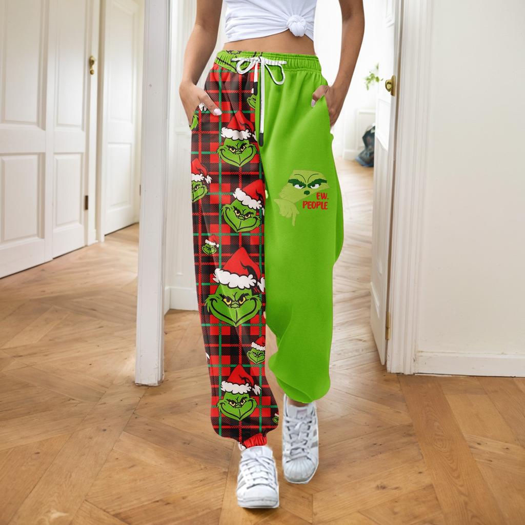 Women's Fashion Christmas Loose Drawstring Waist Solid Color Casual Sweatpants Pants
