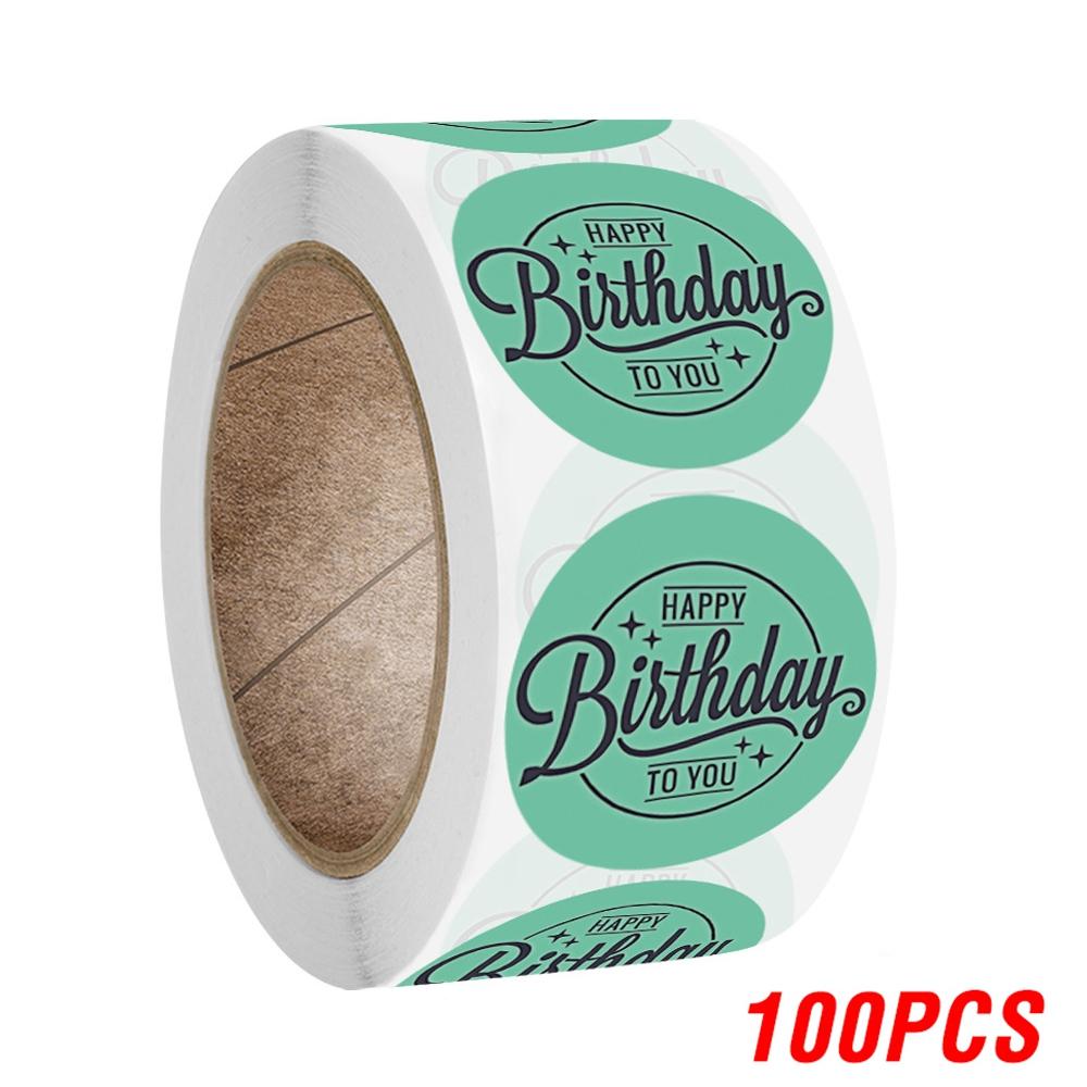 100-500pcs Cute Happy Birthday Sticker Birthday Gift Decoration Label Sealing Balloon Cake Label Packaging Scrapbook Sticker