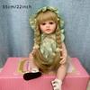 BZDOLL 55 CM 22 Inch Full Soft Vinyl Reborn Baby Long Hair Girl Doll Toy Lifelike Realistic Princess Toddler Beautiful Bebe