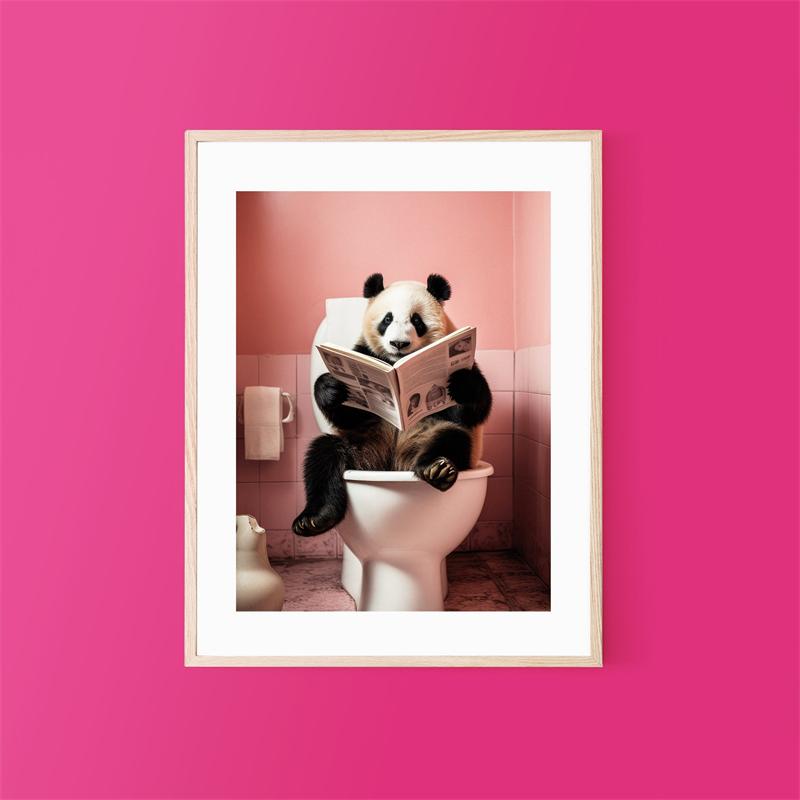 Pop Art Funny Toilet Reading Poster Aesthetics Cat Capybara Animal Canvas Prints Wall Art Room Decor Home Bathroom Decoration