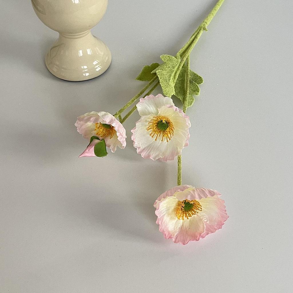 Silk Flocked Poppy Artificial Flowers for Wedding, Home Décor, and Photography Props