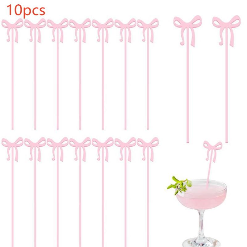 10 Pieces Cocktail Stirrers Bow Drink Stirrers Fruit Food Picks Cocktail Stirrers Suitable For Bow Theme Party Birthday Wedding