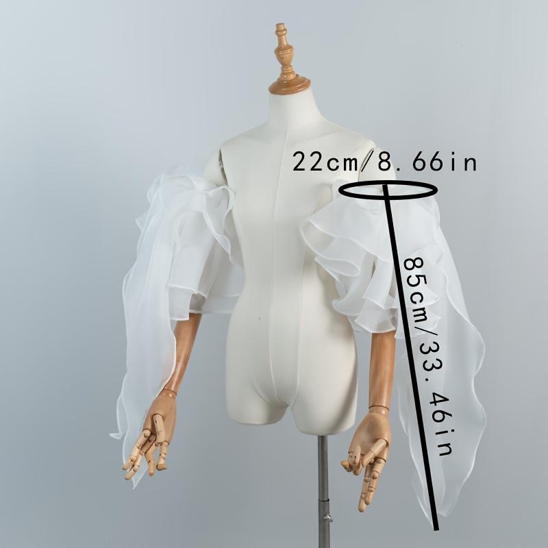 Detachable Wedding Bridal Arm Sleeves White Chiffon Ruffle Off Shoulder Sleeve Cuffs Removable Flowy Long Ribbon Sleeves for Wedding Dress