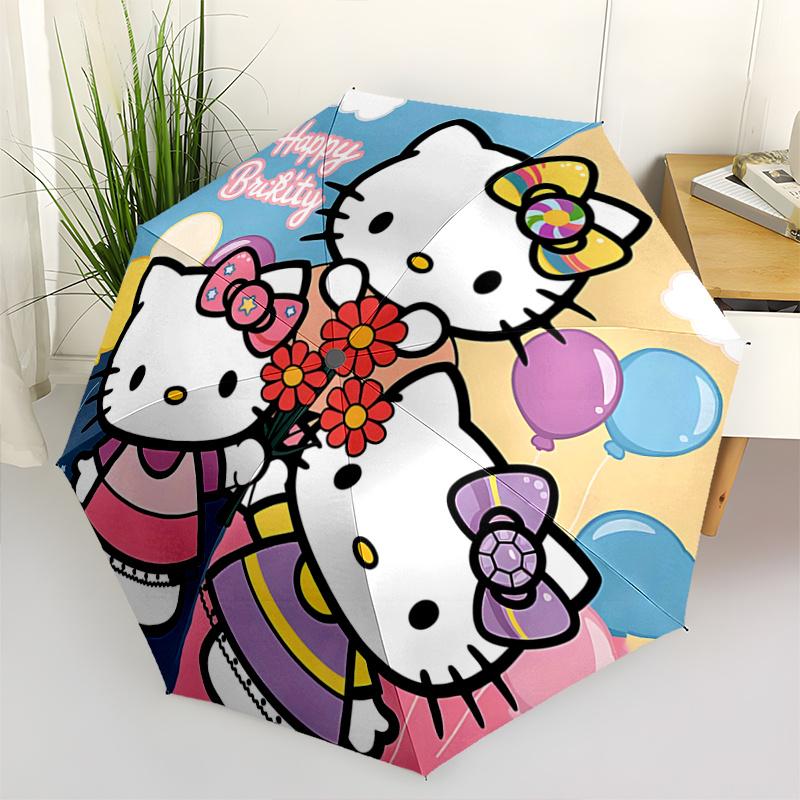 

1pc Hello Kitty Happy BruiKity Bouquet with Automatic Open Close Umbrella, Portable Tri-Fold Design, 8-Bone Iron Frame Outdoor Umbrella, Perfect Gift