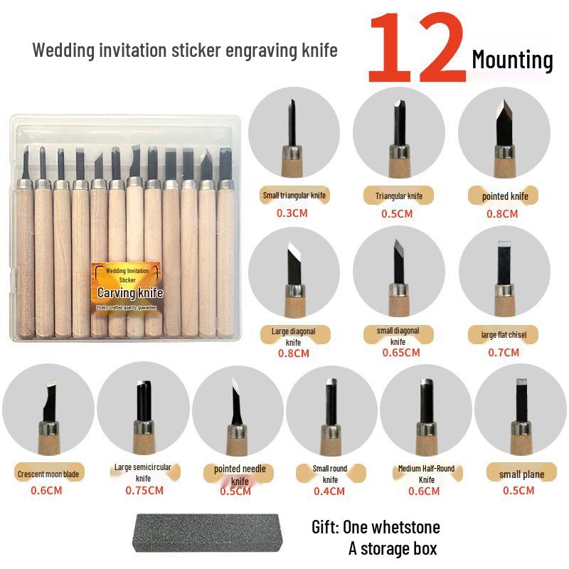 Woodcut Carving Knife Set for Wedding Invitations, Woodblock Prints, Rubber Stamps, and Handcrafted Wood Art