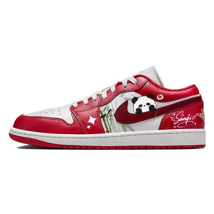 

Jordan Air Jordan 1 Cushioning, Wear Resistant Low top Vintage Basketball Shoes Unisex White Red 553558-166(Team56-) 45