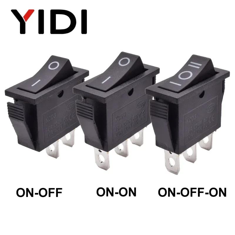 10pcs/lot 15A/250VAC KCD3 Rocker Switch ON OFF/ON-ON/ON-OFF-ON SPST Red Green Blue Yellow Light Black Rorcker Toggle Switch