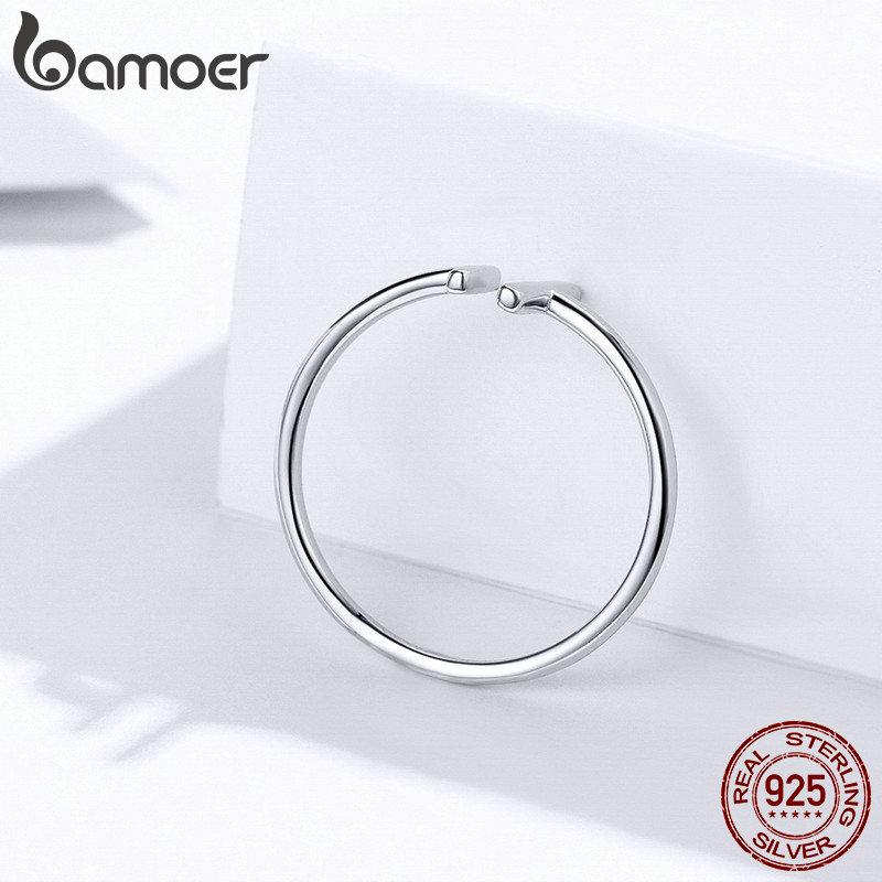 

BAMOER 100% стерлинговое серебро 925 пробы кольцо новое кольцо с параллельными линиями для женщин ювелирные изделия из стерлингового серебра SCR555