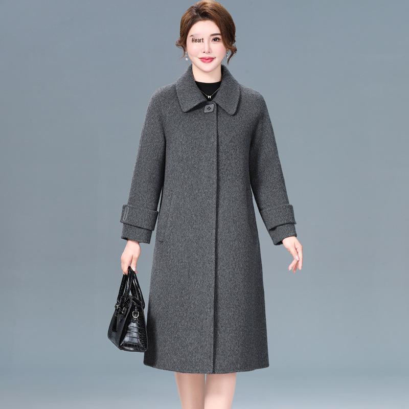 Women's Mid-length Cashmere Wool Coat - Double-Sided, High-End Autumn/Winter 2025 Fashion Outerwear