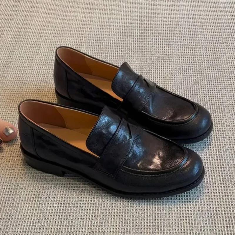 

Women Flats Loafers Shoes Leather Designer Retro Shoes Trend Autumn Classic Shoes Women New Walking Dress Femme Zapatillas 40