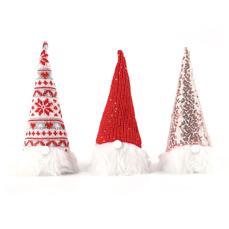 Knitted Sequin Fabric Faceless Old Man Light Up Doll Christmas Decoration Light Up Old Man