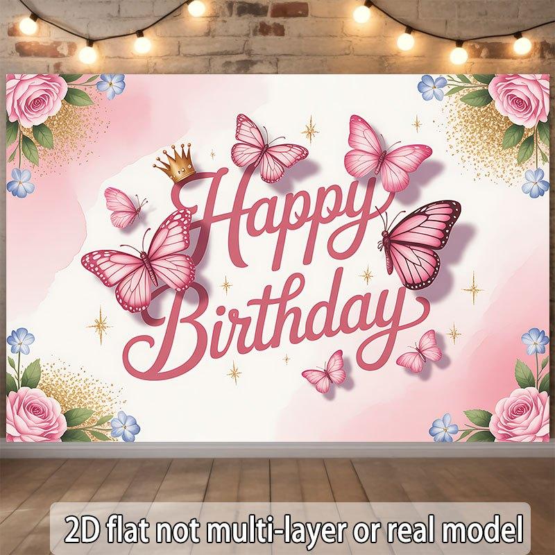 2D flat design featuring pink butterflies and roses suitable for birthdays weddings parties and coming-of-age celebrations