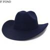 Yeni kadın erkek Yapay Yün Batı kovboy şapkası Kış Sonbahar Beyefendi Caz ​​Cowgirl Şapka Cloche Sombrero Kapaklar