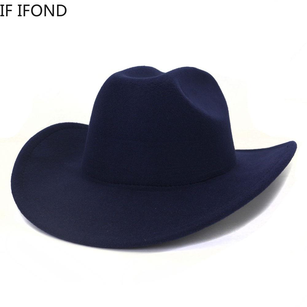Yeni kadın erkek Yapay Yün Batı kovboy şapkası Kış Sonbahar Beyefendi Caz ​​Cowgirl Şapka Cloche Sombrero Kapaklar