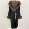 OFTBUY Autumn Winter Women Coat Real Natural Fox Fur Collar Hooded Double-faced Woolen Blends Jacket Thick Warm Casual Overwears
