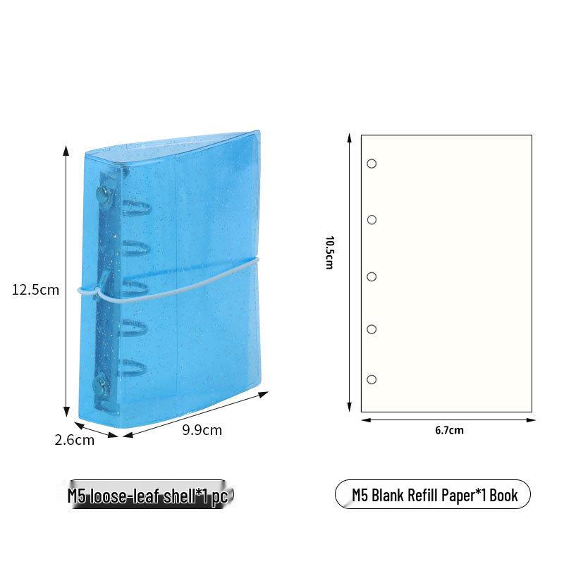 Mini M5 Transparent Notebook with Candy Color Loose-Leaf, Blank, Lined, Grid, and Vertical Pages