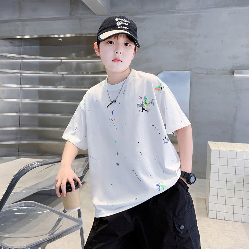 Boys Casual Short Sleeve T Shirt Cartoon Print Round Neck