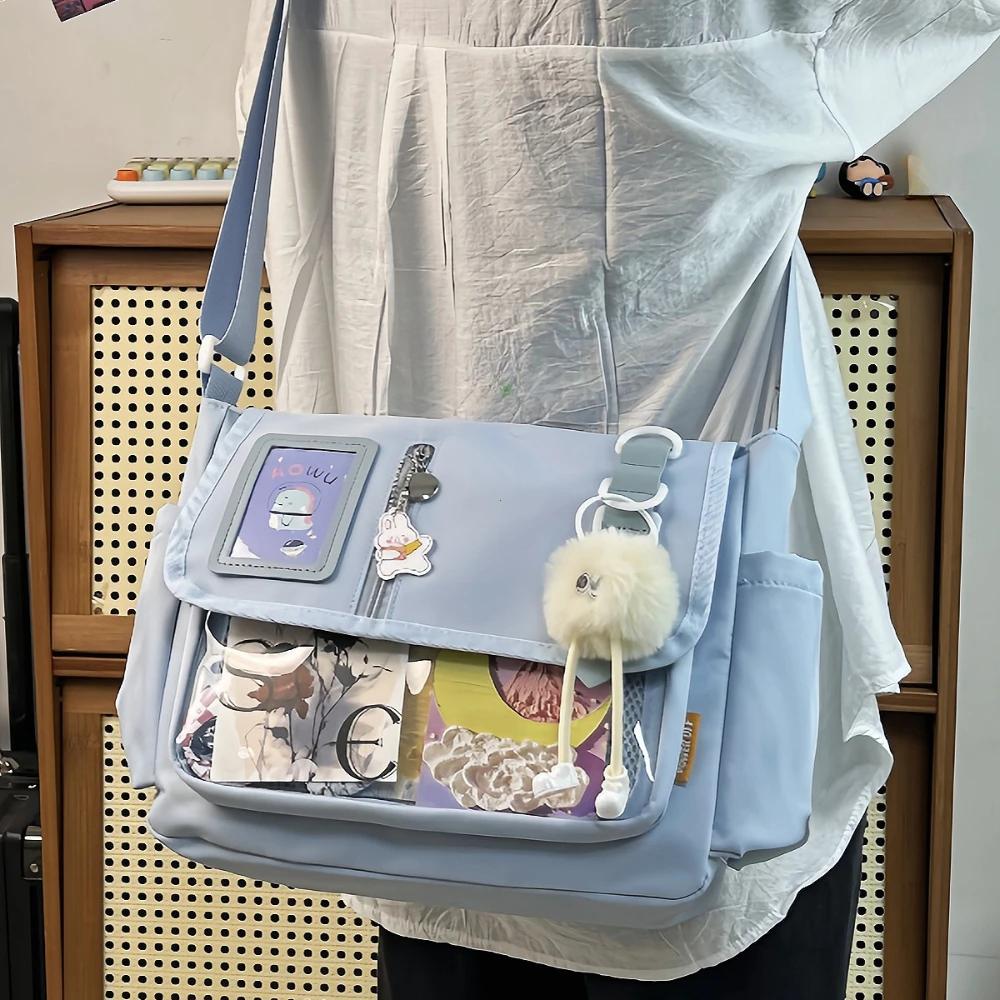 Y2K Japanese Harajuku School Bags for Teenage Girls New 2024 Transparent Itabag Crossbody Bag DIY Badges Display Plate Ita Bag