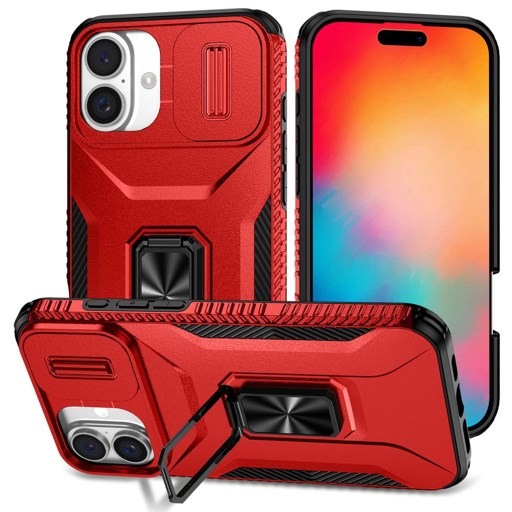 For iPhone 16 Case Camshield Kickstand TPU+PC Anti-Slip Phone Cover