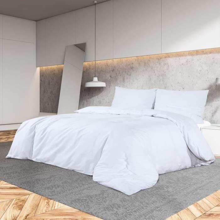 Housse de couette - Blanc - Microfibre - 260x240 cm - Standard 100 OEKO-TEX - 2 taies d'oreiller