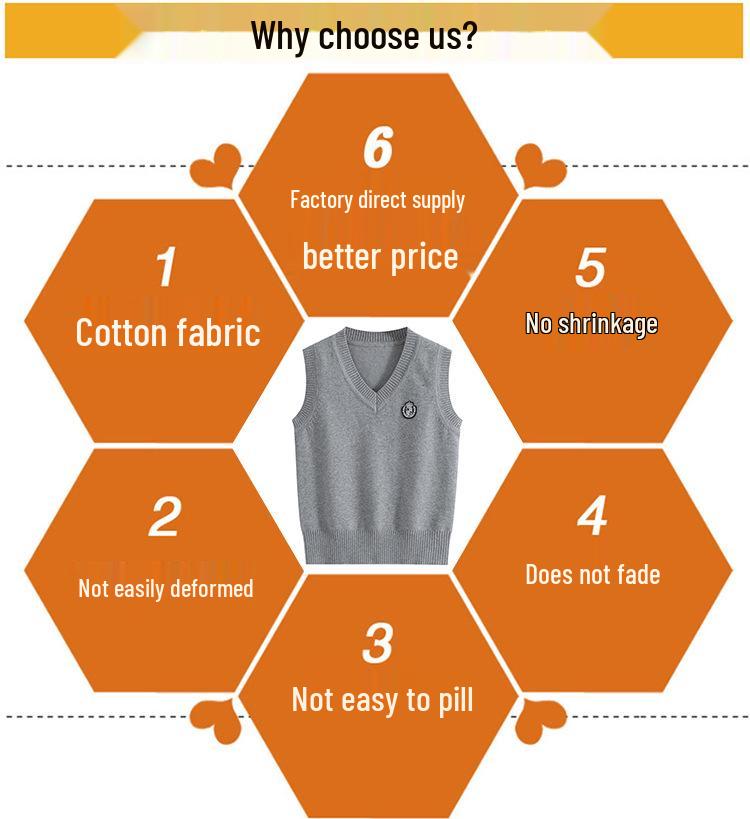 Kids' 2025 Autumn School Uniform V-neck Knitted Vest - Academy Style for Boys and Girls
