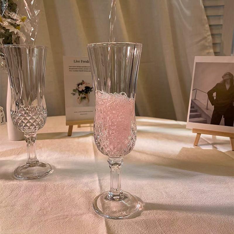 6pcs Set Champagne Goblet High Legged Wine Glasses Cocktail Red Wine Brandy Glasses Drinkware Party Bar Wedding Gift Transparent